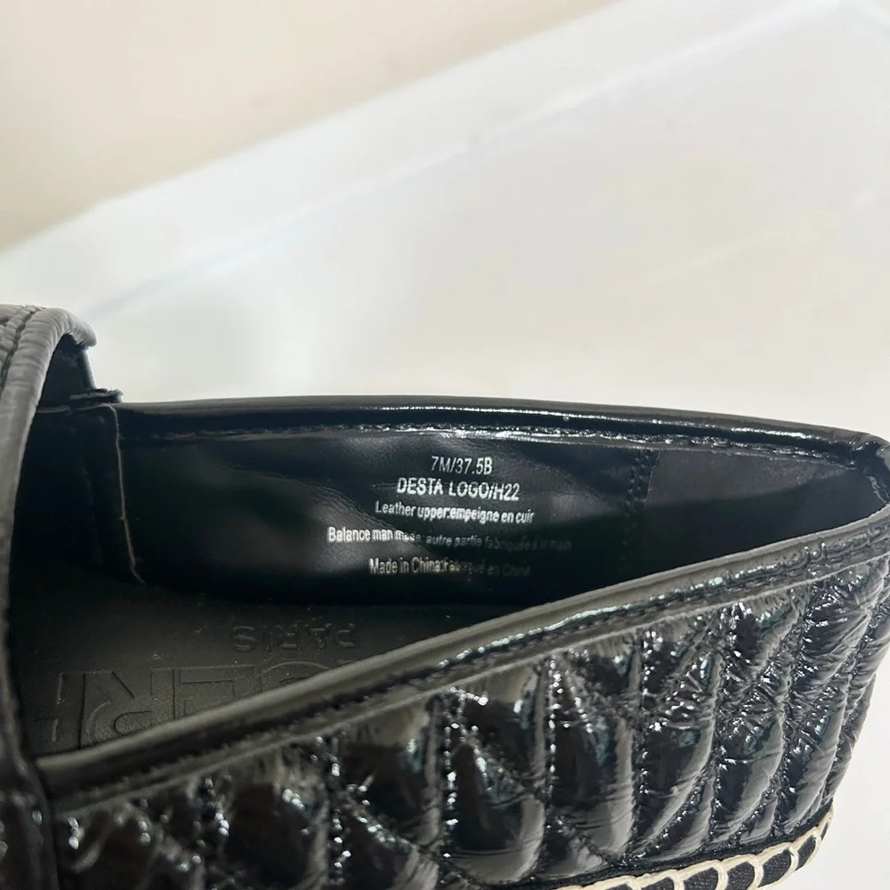 Karl Lagerfeld Paris Dalia Black Quilted Platform Espadrilles